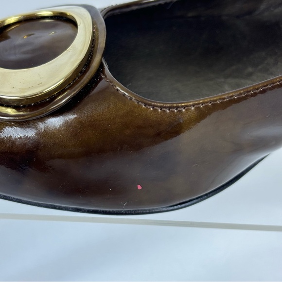 Stuart Weitzman Copper Brown Gold Swirl Pumps Kitten Heel Leather Heels Size 5.5 - Picture 13 of 16